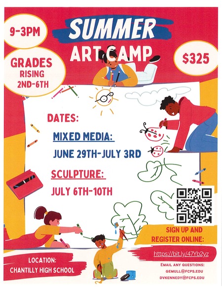 Chantilly Art Camp flyer - Details in text