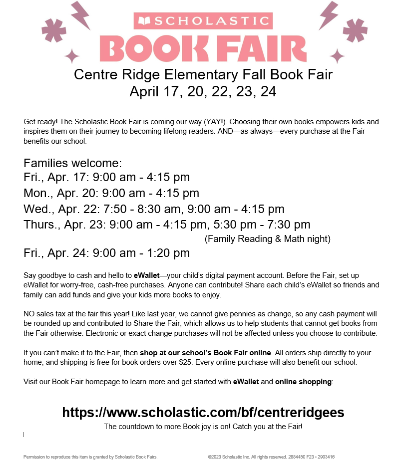 Spring Bookfair flyer