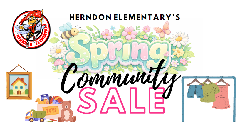 Text says: Herndon Elementary's Spring Community Sale