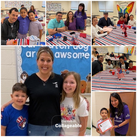 A collage titled 'Month of the Military Child' featuring families participating in an appreciation breakfast.