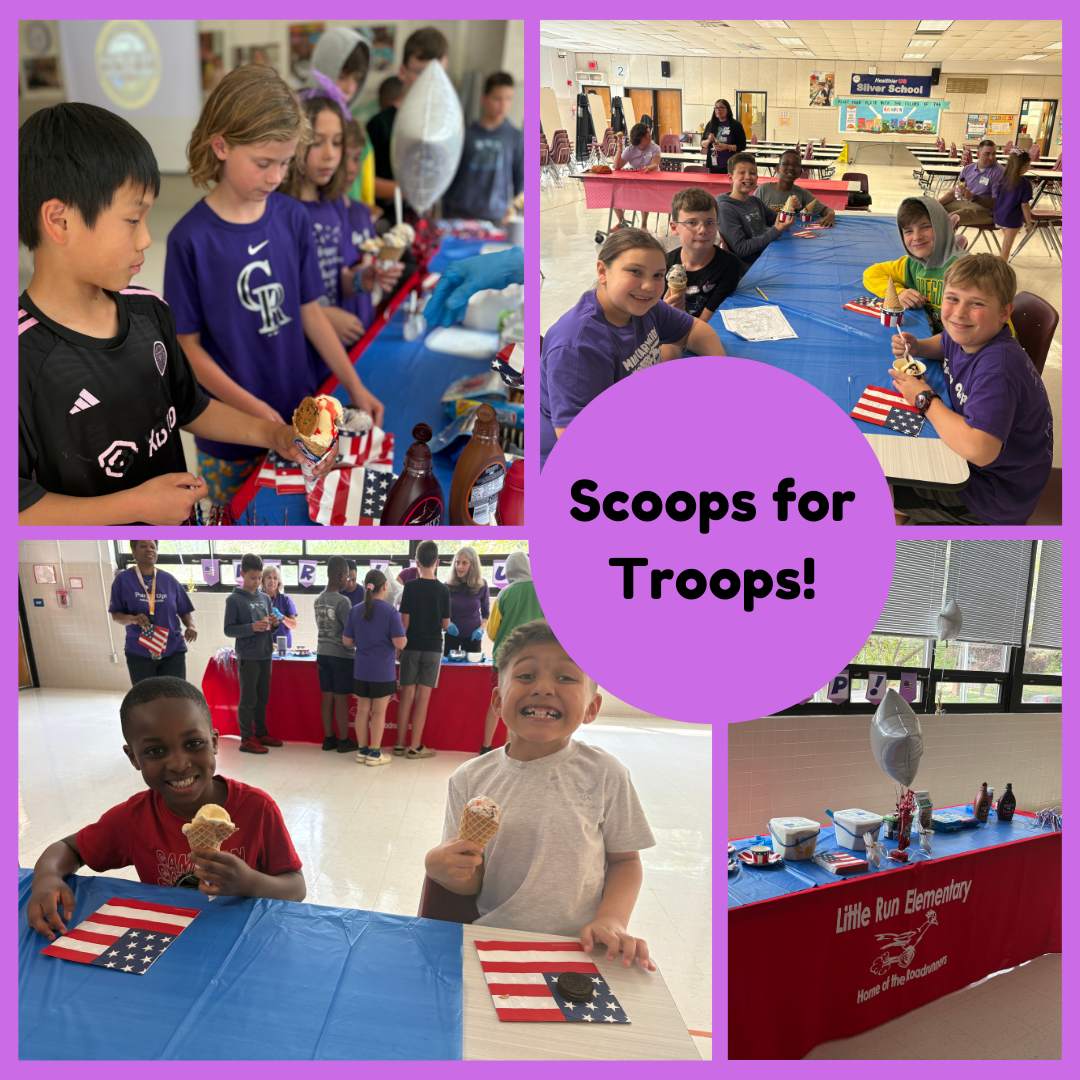 Students enjoying ice cream on Purple Up day