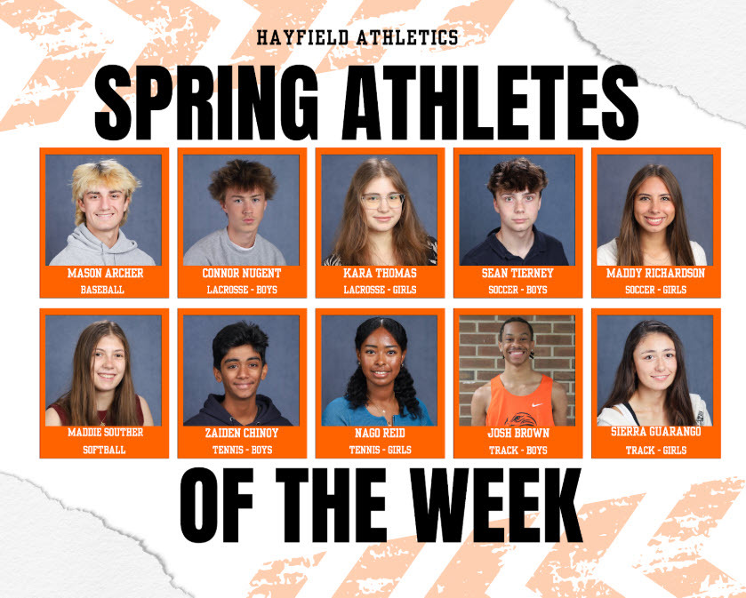 decorative image of the student athletes of the week, full text below
