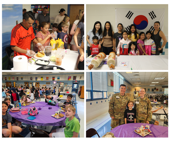 Family Culture Night students and families purple up military connected students lunch bunch