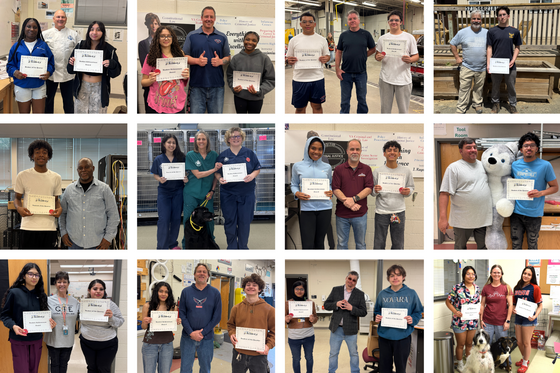photo collage of student winners and their teachers