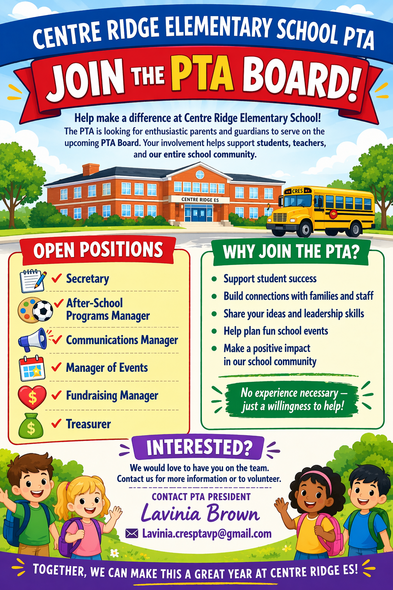 Join the CRES PTA board flyer