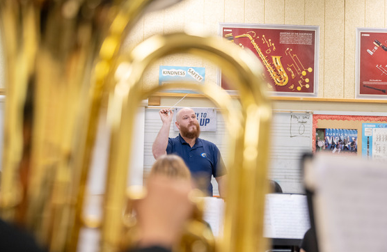 Band Director Andrew Sharrock directing the Glasgow Middle School Band