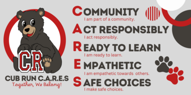 CARES Values Listed: Community, Act Responsibly, Ready to Learn, Empathy, Safe Choices