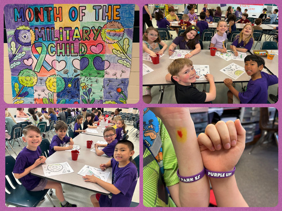 Military-connected students participating in a morning meeting event