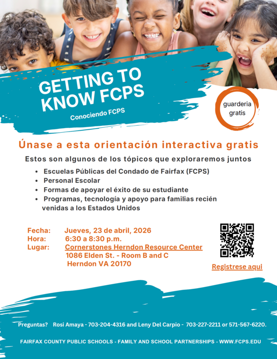 Getting to Know FCPS Event Flyer in Spanish