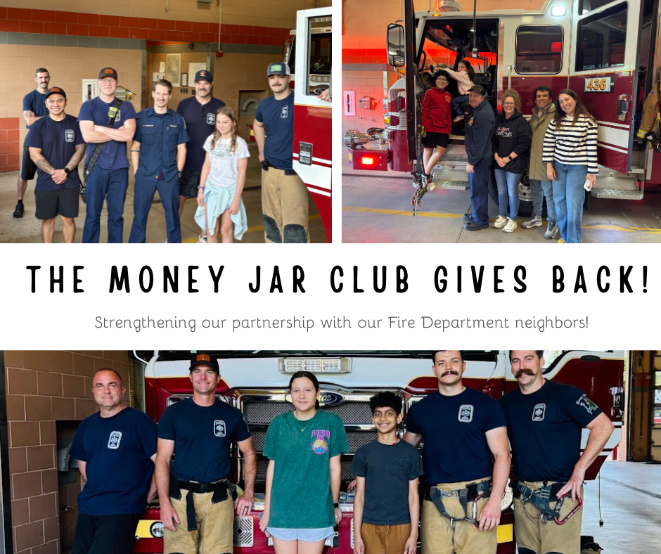 Three photos with Floris students supporting our local Fire Department