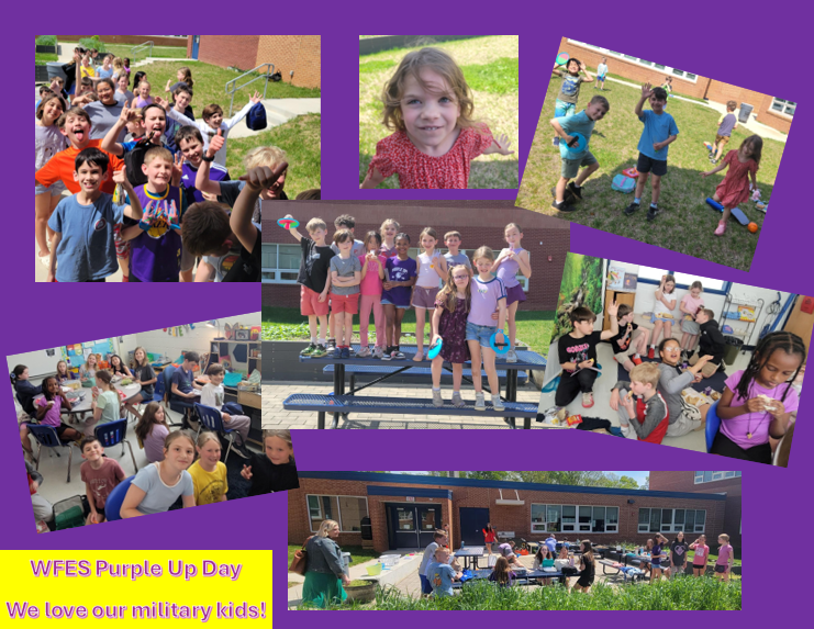 photos of purple up day military kids