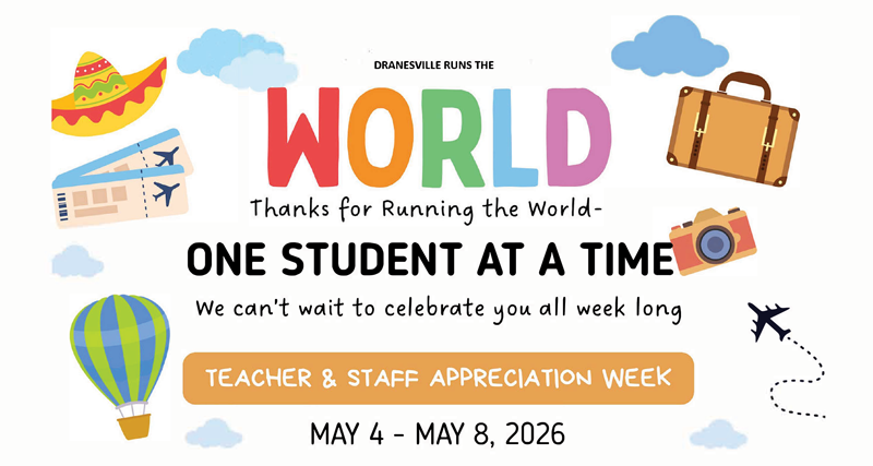 DES Staff Appreciation Week Flyer. Transcription in Caption