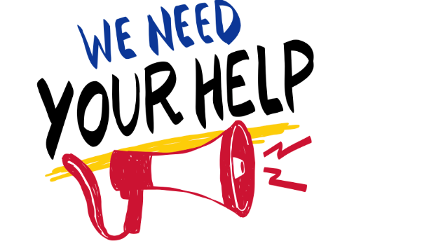 We need your help sign with a megaphone