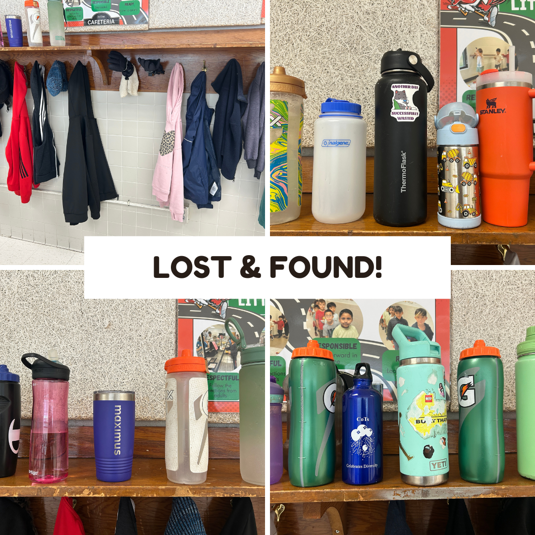 Lost and Found items featuring water bottles