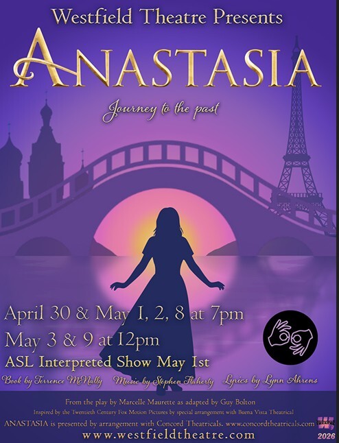 theatrical poster for the Anastasia production at Westfield High School