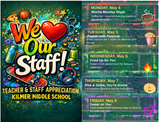 Teacher & Staff Appreciation Schedule of Events