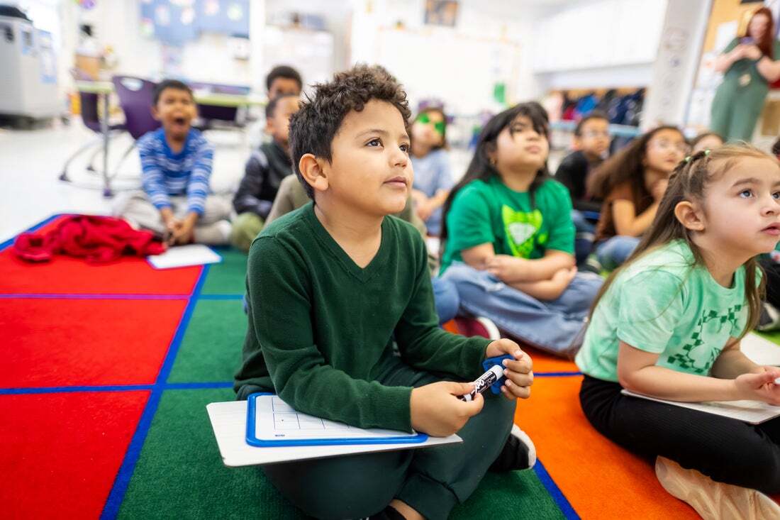 First graders in class
