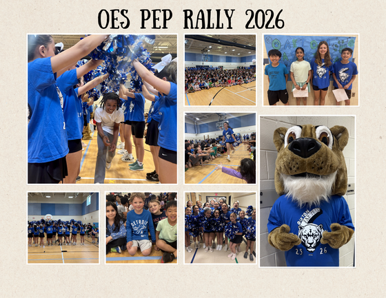 collage of pictures from the school pep rally for 6th grade basketball game