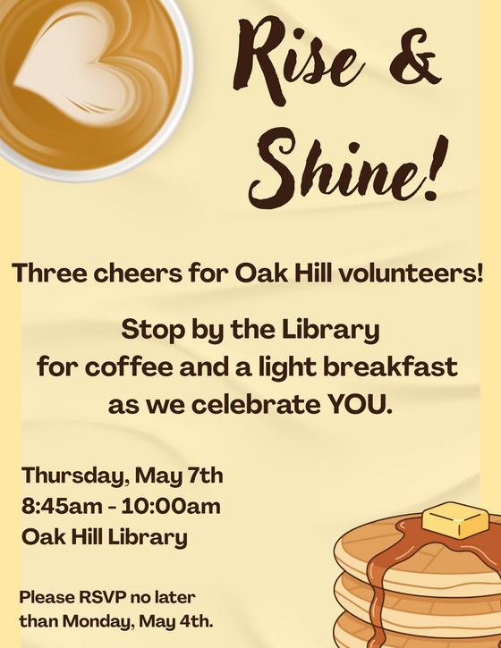 Volunteer Breakfast invitation.  Details in copy.