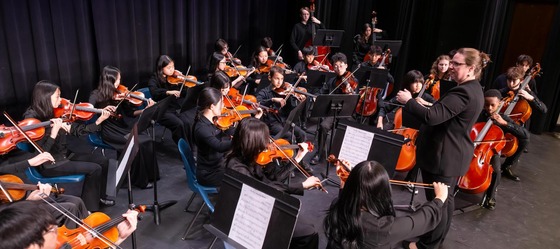 An orchestra of student musicians 