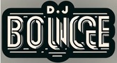 DJ Bounce Logo, gray background with black and white lettering