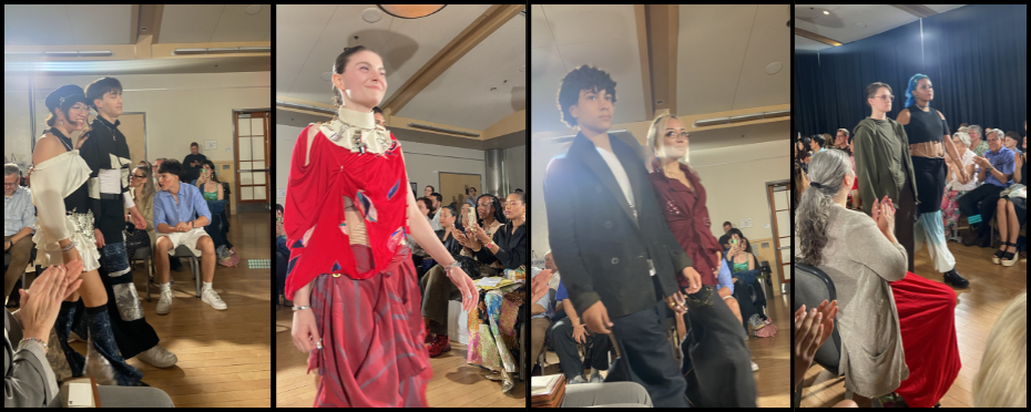 Student models walk a fashion show runway