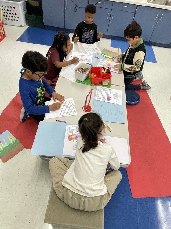Second Graders making a flower graph