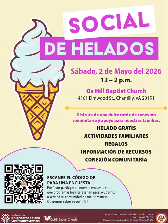 Ice cream social flyer- Spanish