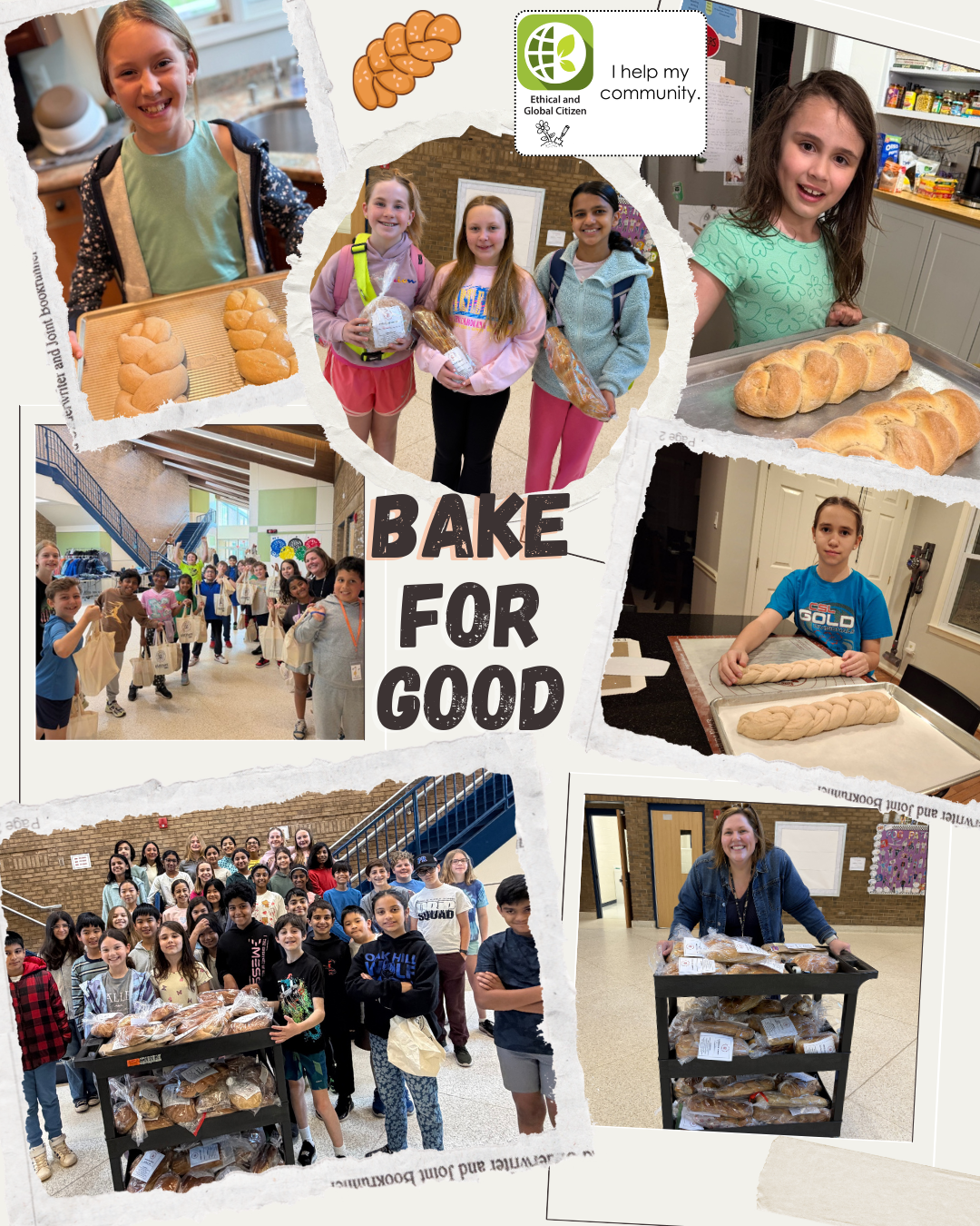 Students with bread they have baked.