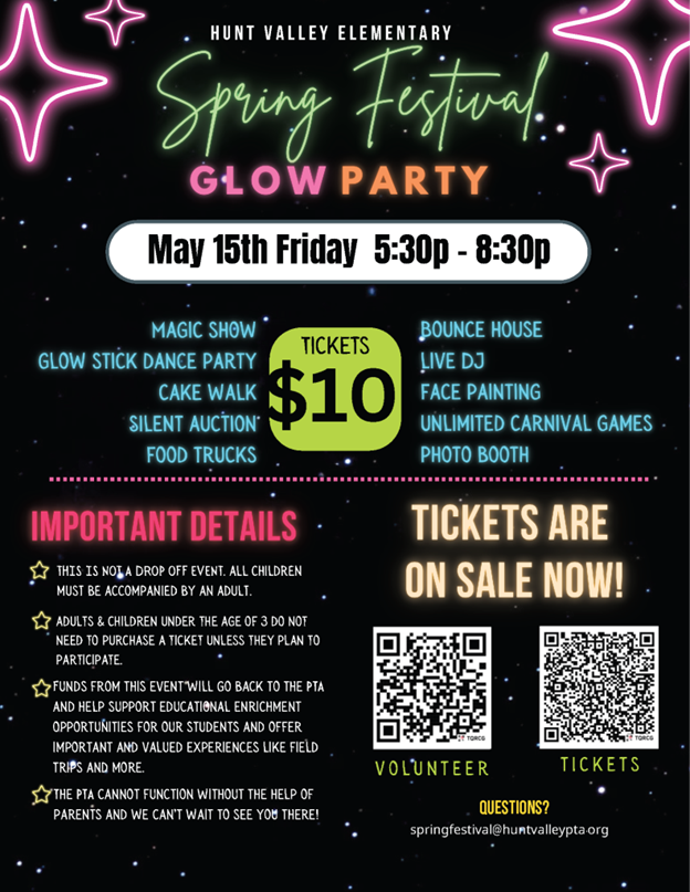 spring festival glow party may 15th from 5:30-8:30