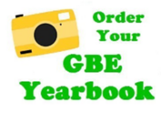 cartoon drawing of green book with text Order Your GBE Yearbook