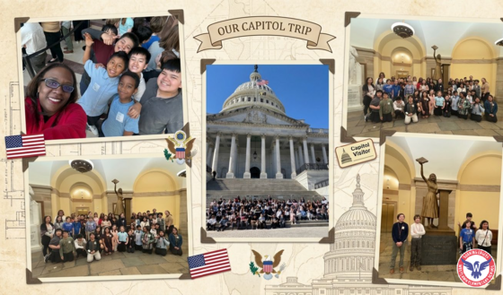 Students, teachers and Dr. Anderson visiting the U.S. Capitol and the new Barbara Johns statue