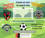 soccer field with information about the game being advertised