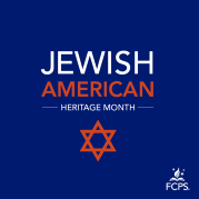 blue background with white and red letters and a jewish star