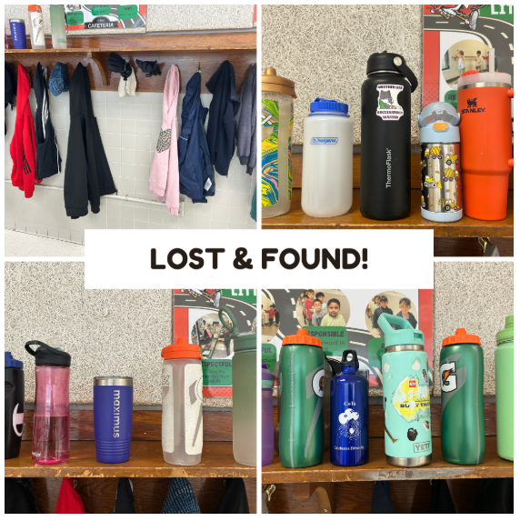 Lost and found items featuring water bottles
