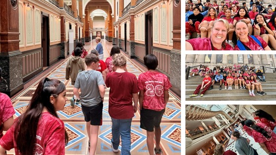 collage of students on field trip