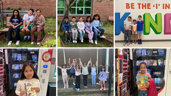 collage of students at elementary school