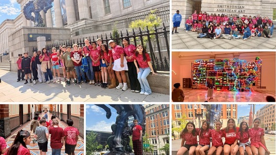 collage of students on field trip