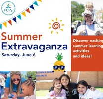 Photos of families at outdoor activity tables and the text, “Discover exciting summer learning activities and ideas!