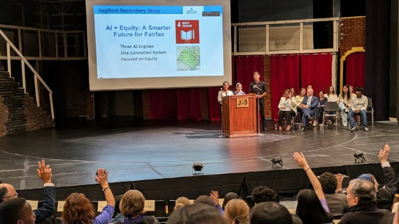 students on stage