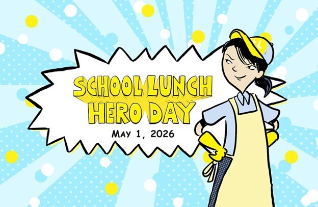 Cartoon graphic of a lunch cafeteria worker