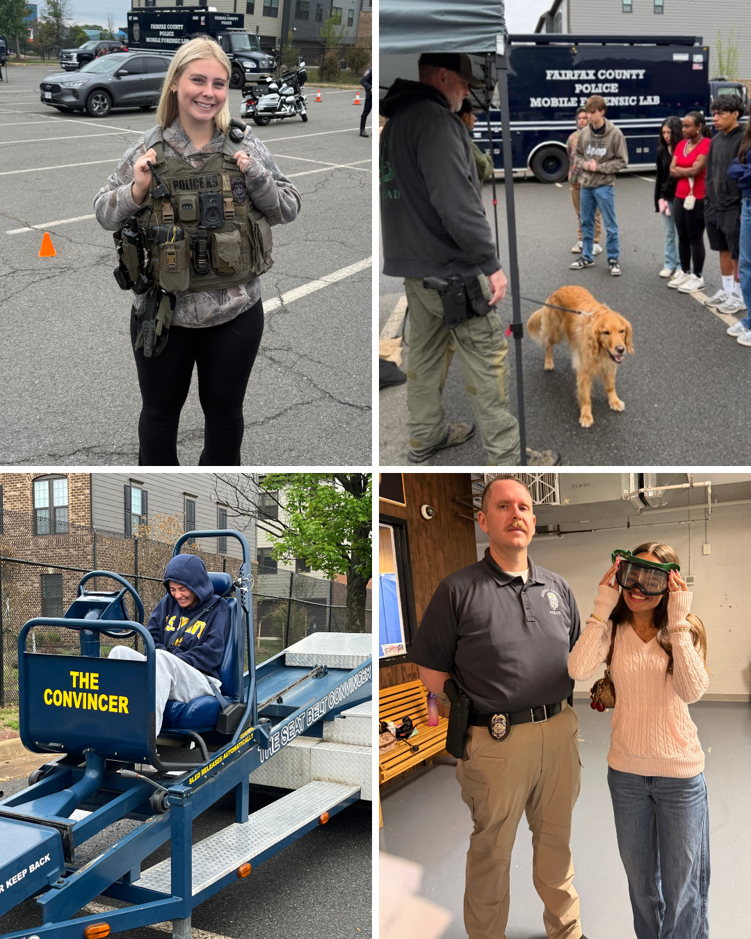 collage of four photos taken of students at the Police Academy