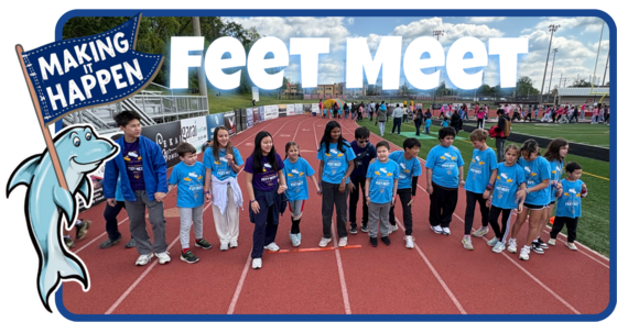 Image of our Feet Meet athletes standing on a track