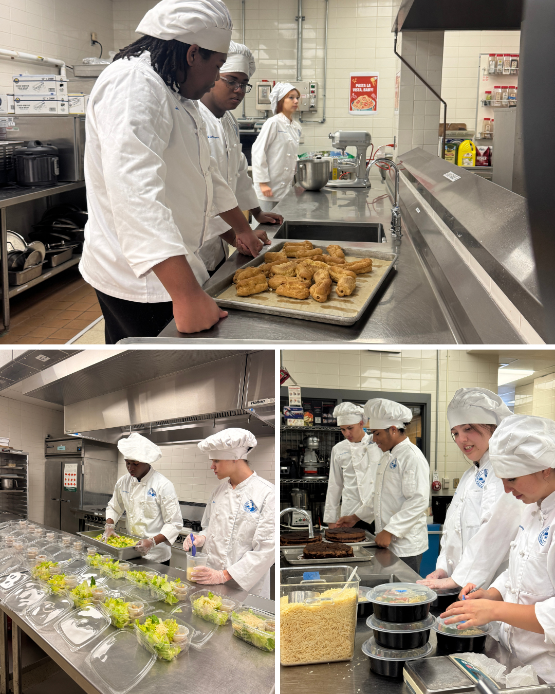 photo collage of students in the kitchen