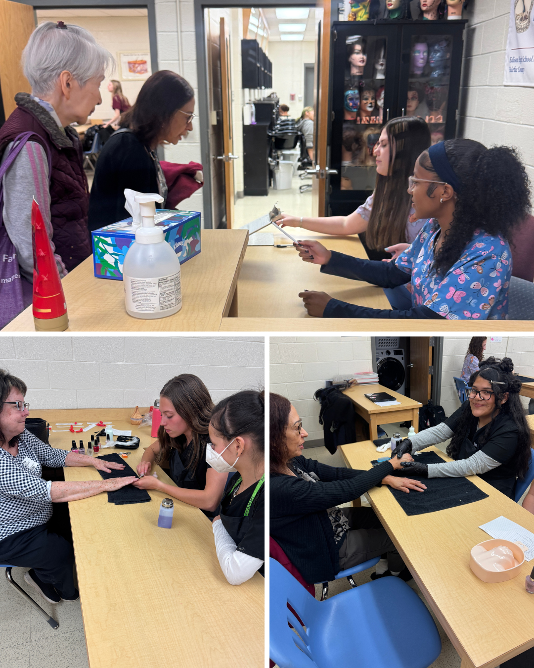 collage of cosmetology students providing service to customers
