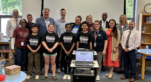 Four students with Chantilly Pyramid Principals and Region 5 Leadership Team