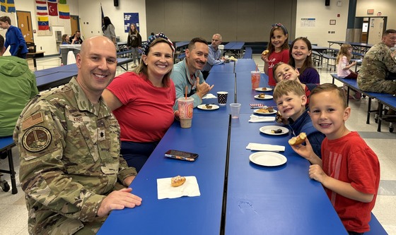 Military students and parents at our "Muffins with Military Lions" breakfast