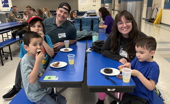 Military students and parents at our "Muffins with Military Lions" breakfast