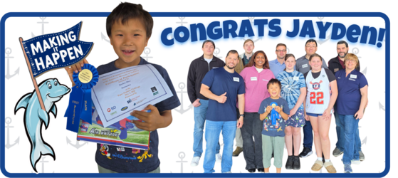 Jayden holds a first-place award ribbon and certificate for a Maryland Engineering Challenge.