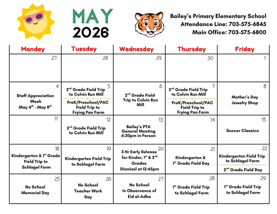Updated May Calendar